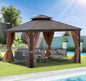 10x12 ft  Aluminium Patio Hardtop Gazebo with Curtain And Net