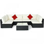 7 Pieces Sectional Wicker Furniture Sofa Set with Tempered Glass Top Coffee Table
