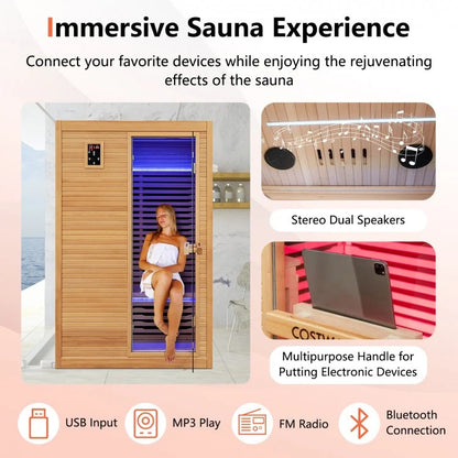 2 People Far Infrared Wooden Sauna Room for Home