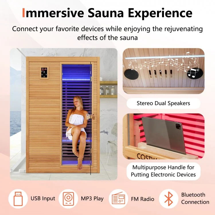 2 People Far Infrared Wooden Sauna Room for Home