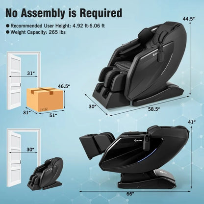 W437WL 4D Full Body Zero Gravity Massage Recliner with Airbags Heater and Foot Rollers