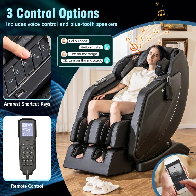 W437WL 4D Full Body Zero Gravity Massage Recliner with Airbags Heater and Foot Rollers