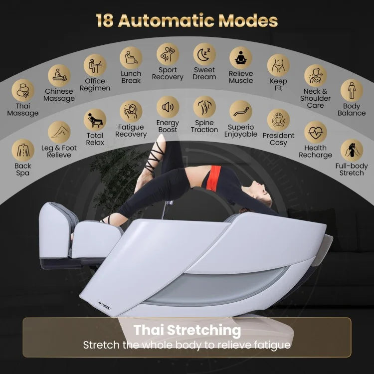 Costway W442WL 2025 New Model Premium 4D Full Body Zero Gravity Massage Recliner with Airbags and Foot Rollers