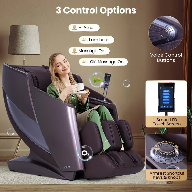 W442WL 2025 New Model Premium 4D Full Body Zero Gravity Massage Recliner with Airbags and Foot Rollers