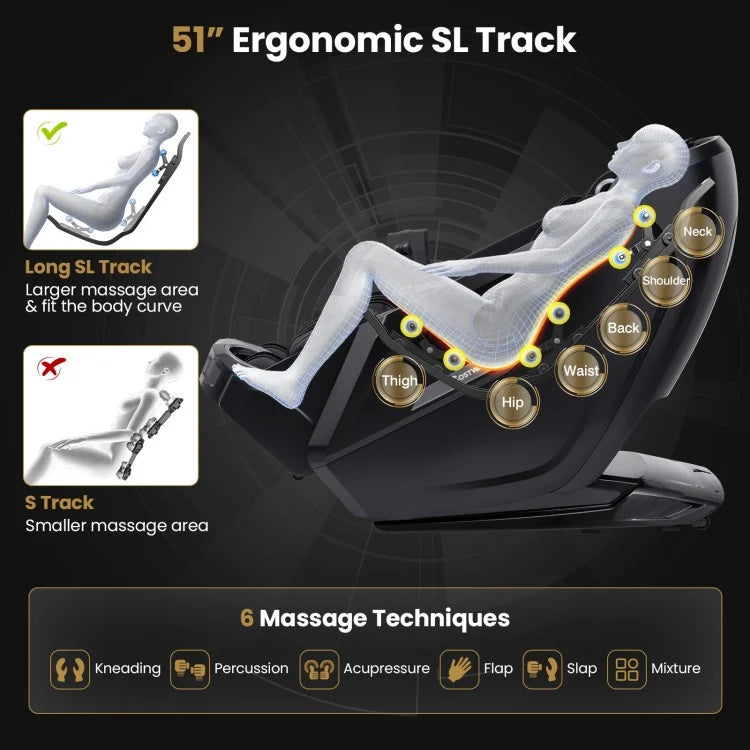 Costway W439WL 2025 New Model Premium 4D Zero Gravity SL Track Massage Recliner with Heater and Airbag Massage