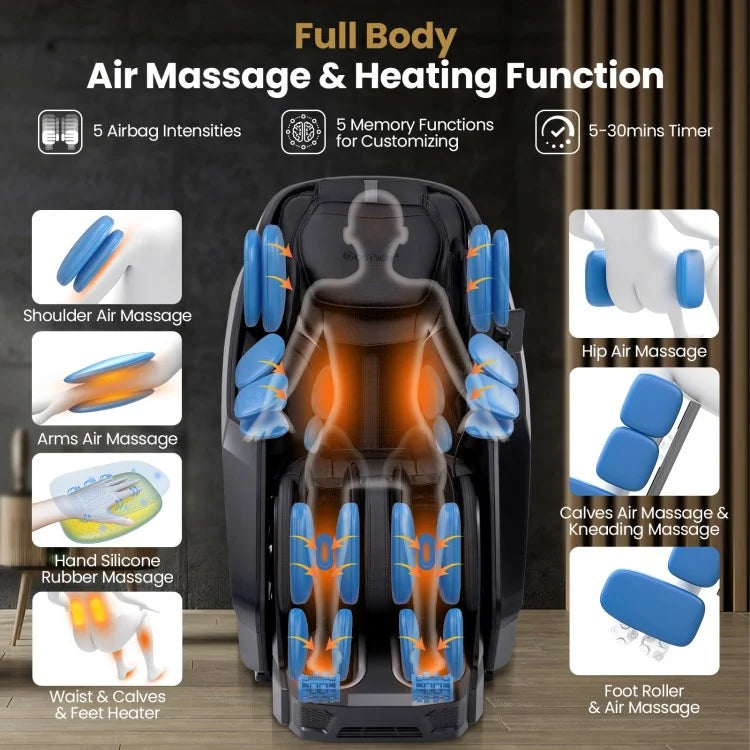 Costway W439WL 2025 New Model Premium 4D Zero Gravity SL Track Massage Recliner with Heater and Airbag Massage