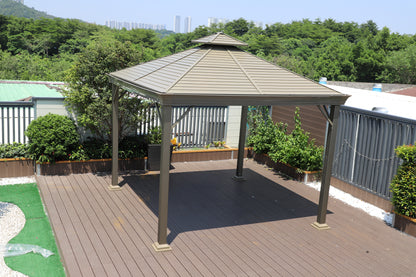 10x10 Feet Patio Hardtop Gazebo with Galvanized Steel Roof