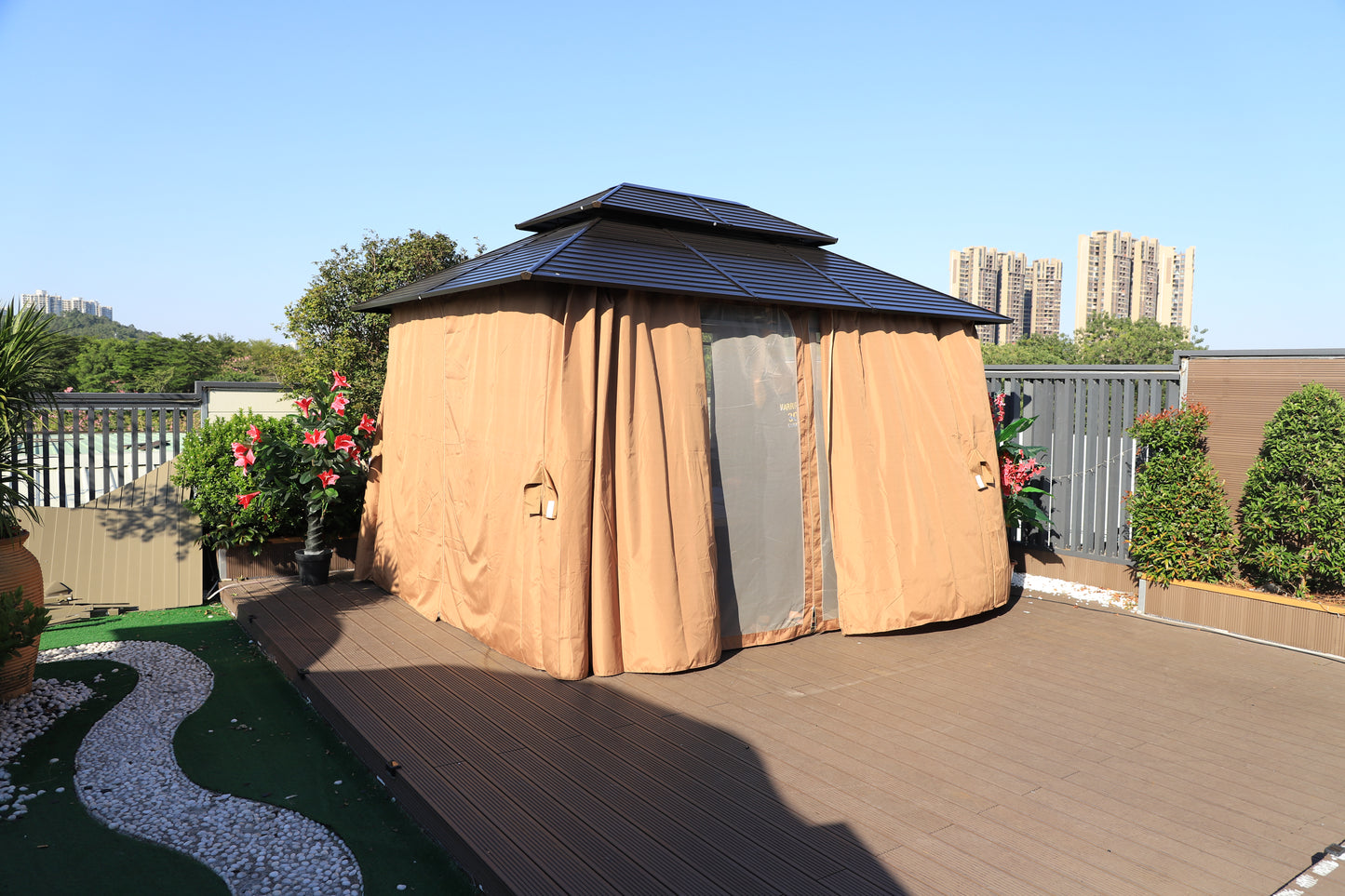 10x13 Feet Patio Hardtop Gazebo with Galvanized Steel Roof