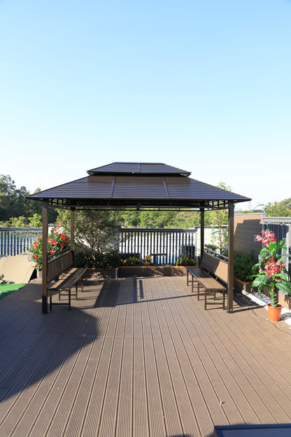 10x13 Feet Patio Hardtop Gazebo with Galvanized Steel Roof