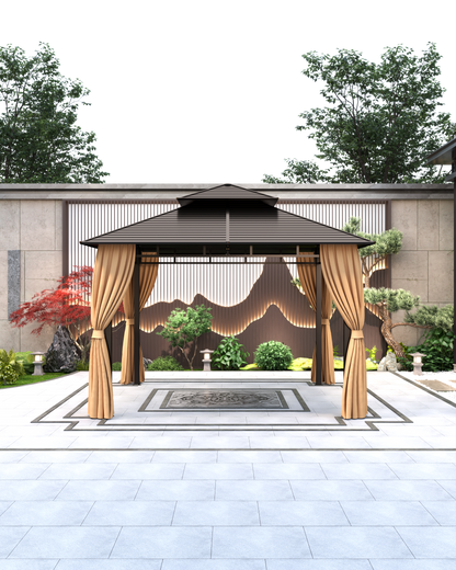 12x12 Feet Patio Hardtop Gazebo with Galvanized Steel Roof