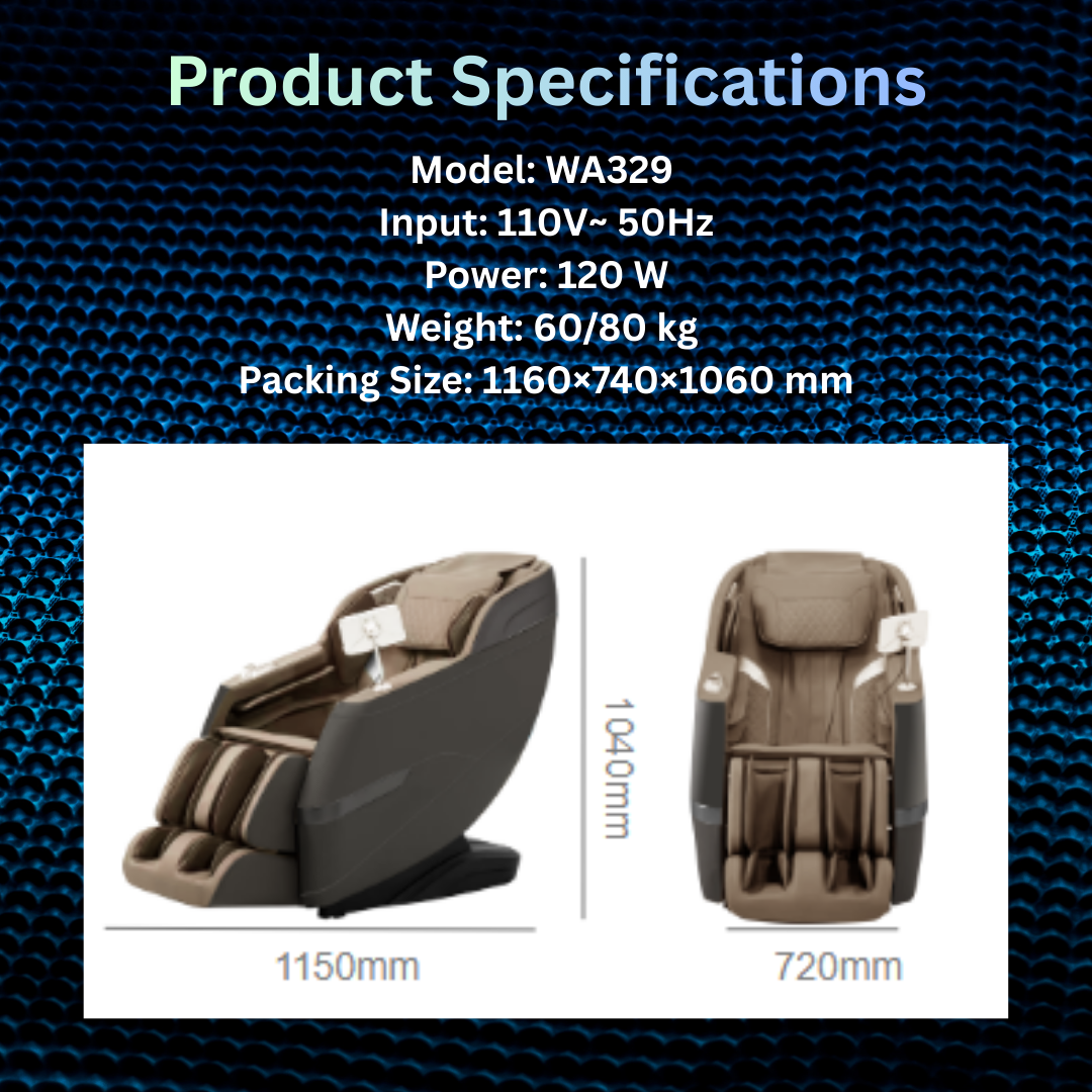 WA329: Multi-Dimensional Comfort Massage Chair Full Body Zero Gravity Massage Recliner with Airbags and Foot Rollers