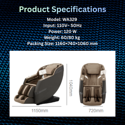 WA329: Multi-Dimensional Comfort Massage Chair Full Body Zero Gravity Massage Recliner with Airbags and Foot Rollers
