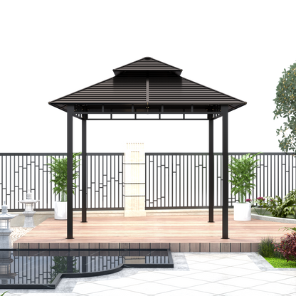 10x10 Feet Patio Hardtop Gazebo with Galvanized Steel Roof