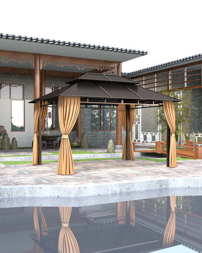 10x13 Feet Patio Hardtop Gazebo with Galvanized Steel Roof