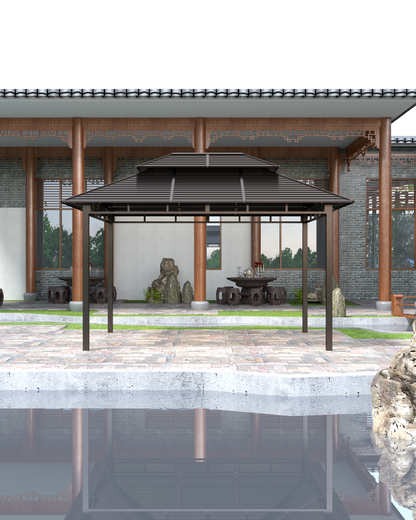 10x13 Feet Patio Hardtop Gazebo with Galvanized Steel Roof