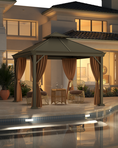 10x10 Feet Patio Hardtop Gazebo with Galvanized Steel Roof