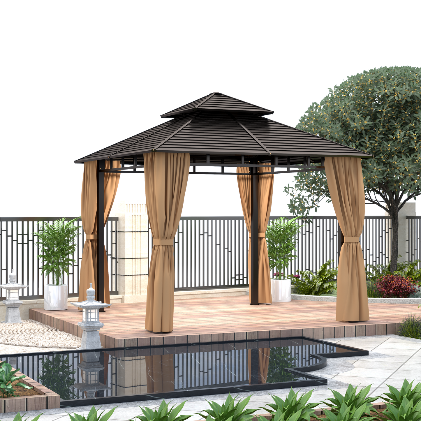 10x10 Feet Patio Hardtop Gazebo with Galvanized Steel Roof