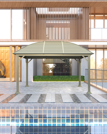 10X13 Feet Patio Hardtop Gazebo with Galvanized Steel Roof