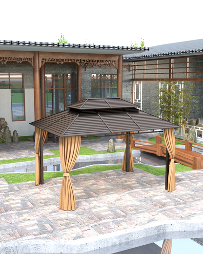 10x13 Feet Patio Hardtop Gazebo with Galvanized Steel Roof