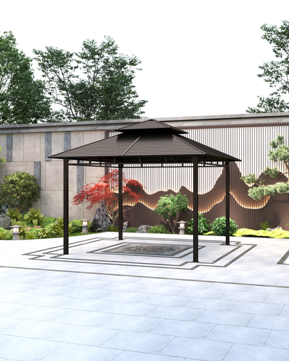 12x12 Feet Patio Hardtop Gazebo with Galvanized Steel Roof