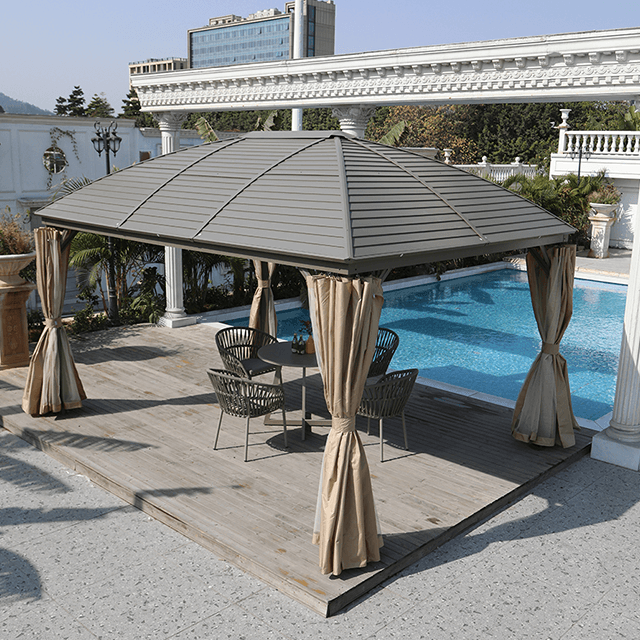 10X13 Feet Patio Hardtop Gazebo with Galvanized Steel Roof