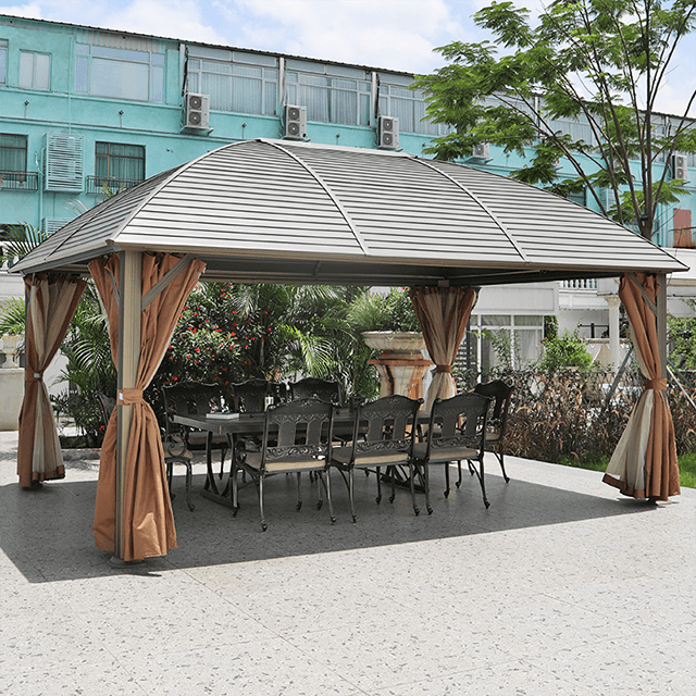 10X13 Feet Patio Hardtop Gazebo with Galvanized Steel Roof