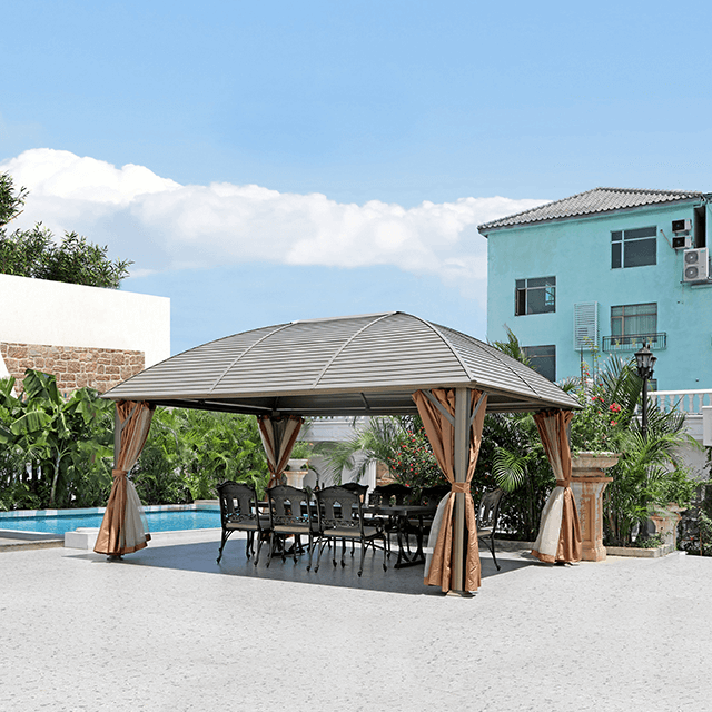 10X13 Feet Patio Hardtop Gazebo with Galvanized Steel Roof