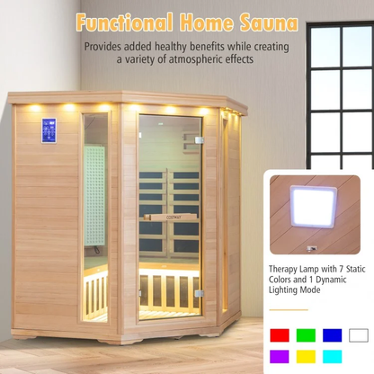 3-5 People Corner Far Infrared Premium Wooden Sauna for Home