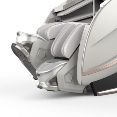 Close-up of a modern massage chair with a white background