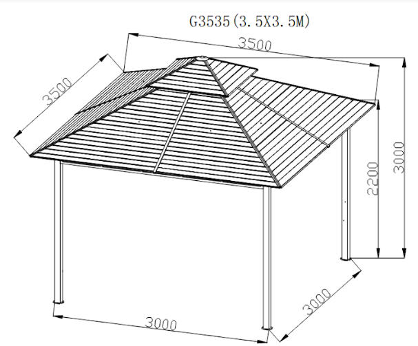 12x12 Feet Patio Hardtop Gazebo with Galvanized Steel Roof